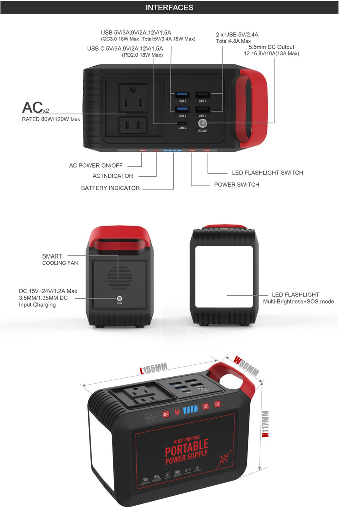 Laptop and Label Printer Powerbank | 120W 220V AC with DC Output